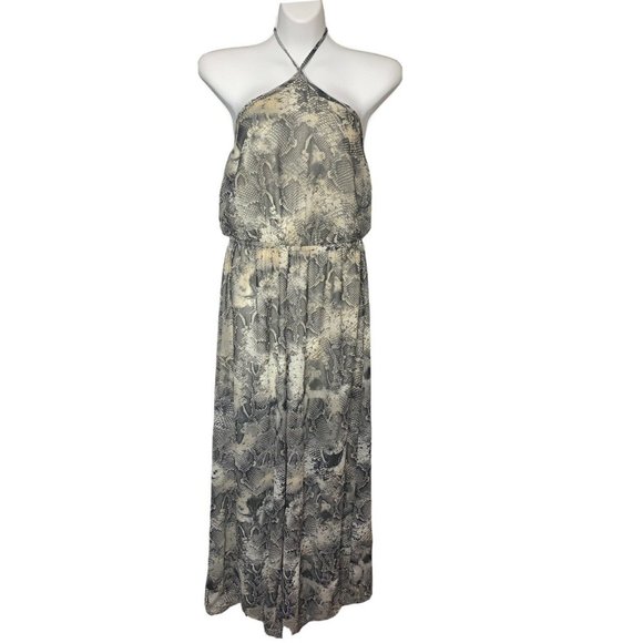 Anthropologie By Together Womens L Jumpsuit Halter Animal Print Chifffon…